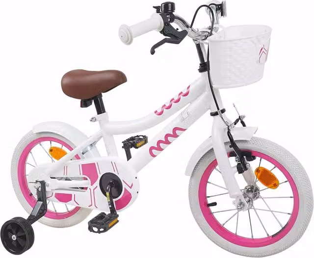 Bicicletta per bambini da 16 pollici in metallo e gomma, colore bianco
