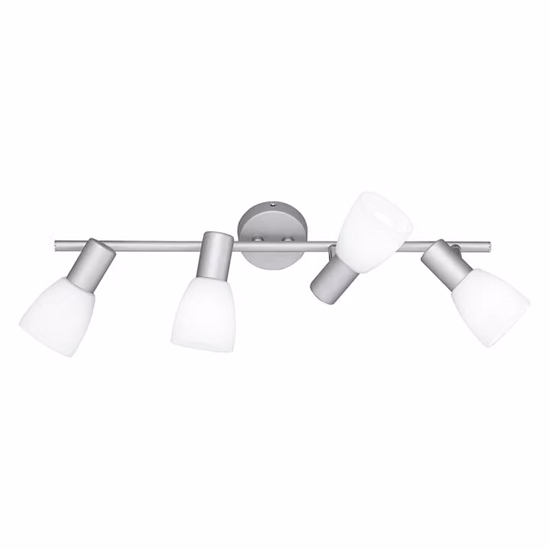Trio Leuchten - Faretto da soffitto moderno allungato acciaio I argento I nichel opaco incl. LED - MetzI 4 fiamme I soggiorno I camera da letto - metallo allungato - LED adatto E14