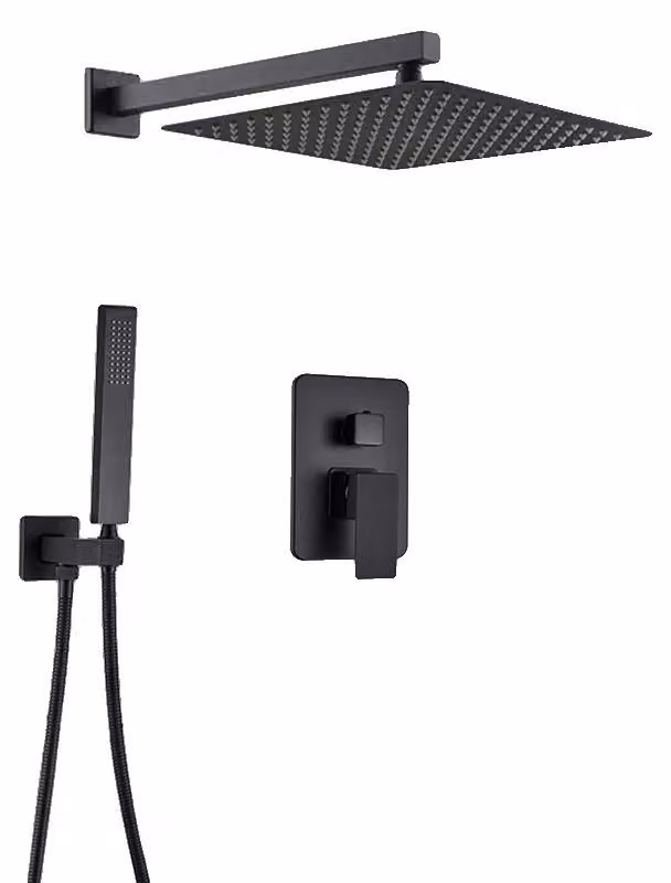 Sistema doccia, struttura in ottone, design a tre manopole, 2 vie, 12 pollici