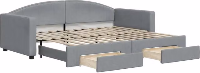 Divano letto | Sof¨¤ letto | Letto singolo Estraibile Cassetti Grigio Chiaro 90x200cm Tessuto