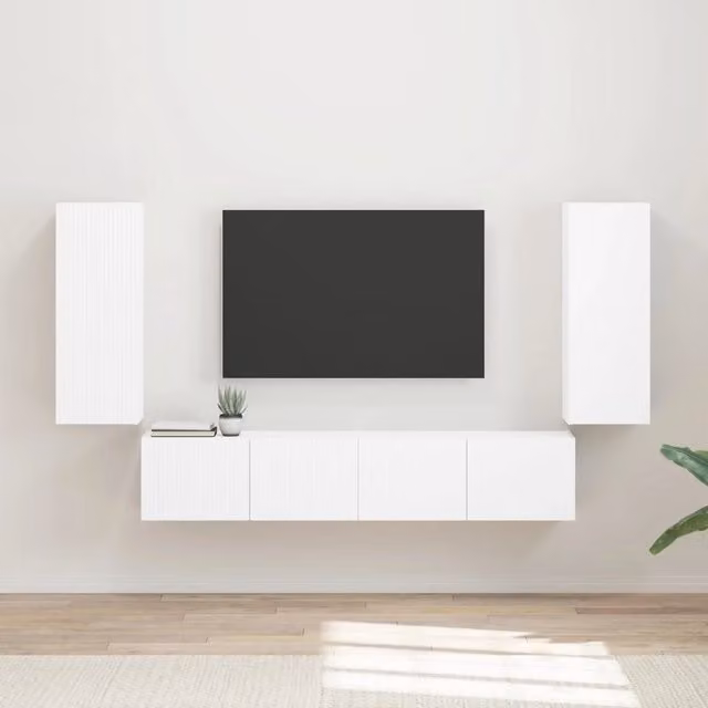 Set di Mobiletto da TV a Parete 4 pz Bianco 3408916