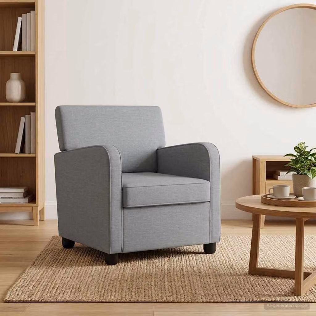 Poltrona Lounge Moderna vidaXL in Tessuto Grigio con Braccioli