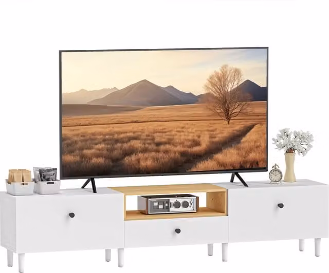 Mobile TV con ante e cassetto ¨C Xylo ¨C Bianco, 200x35x45 cm