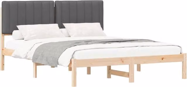 Letto con Testiera Rivestita-Struttura Letto con Testiera Grigio scuro 160 x 200 cm 664103