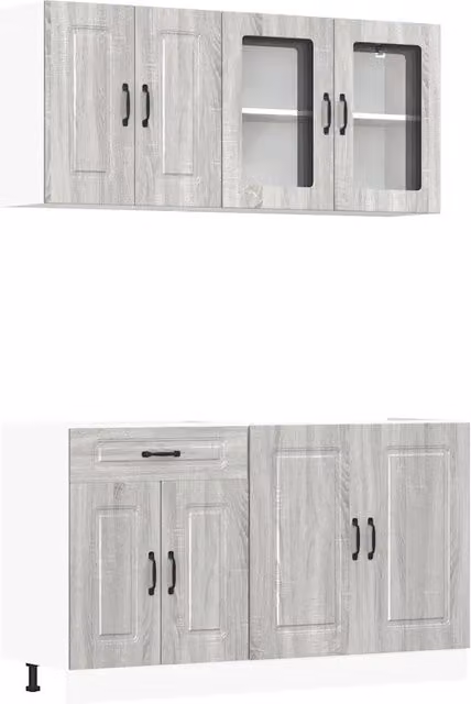Set Armadio pensile | Mobili da Cucina 4 pz Kalmar Grigio Sonoma in Truciolato