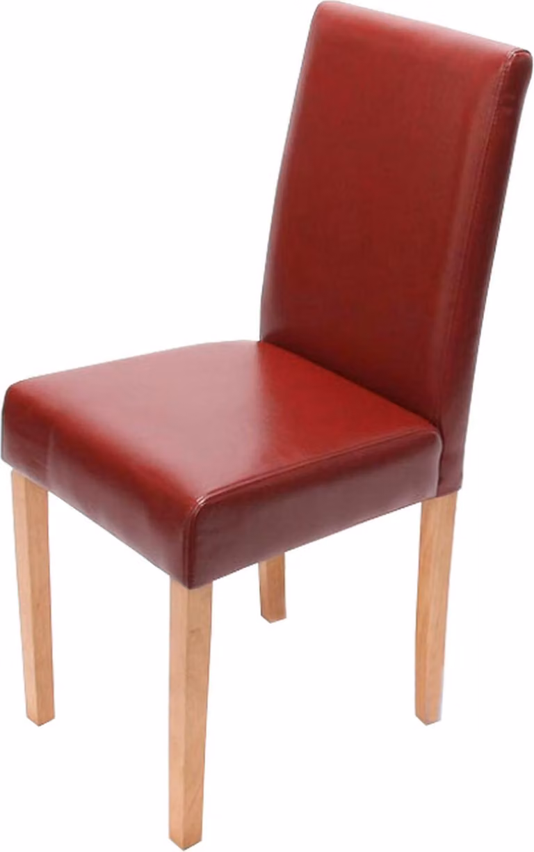 Sedia da pranzo classica e intramontabile | A x L x P 90 x 43 x 56 cm | Altezza seduta 45 cm | Pelle finta | Gambe chiare | Rosso | Sedia da cucina