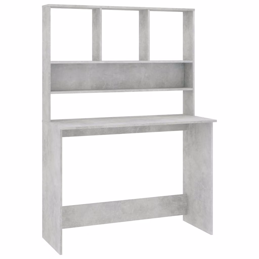 Scrivania Mensole Grigio Cemento 110x45x157cm Legno Multistrato
