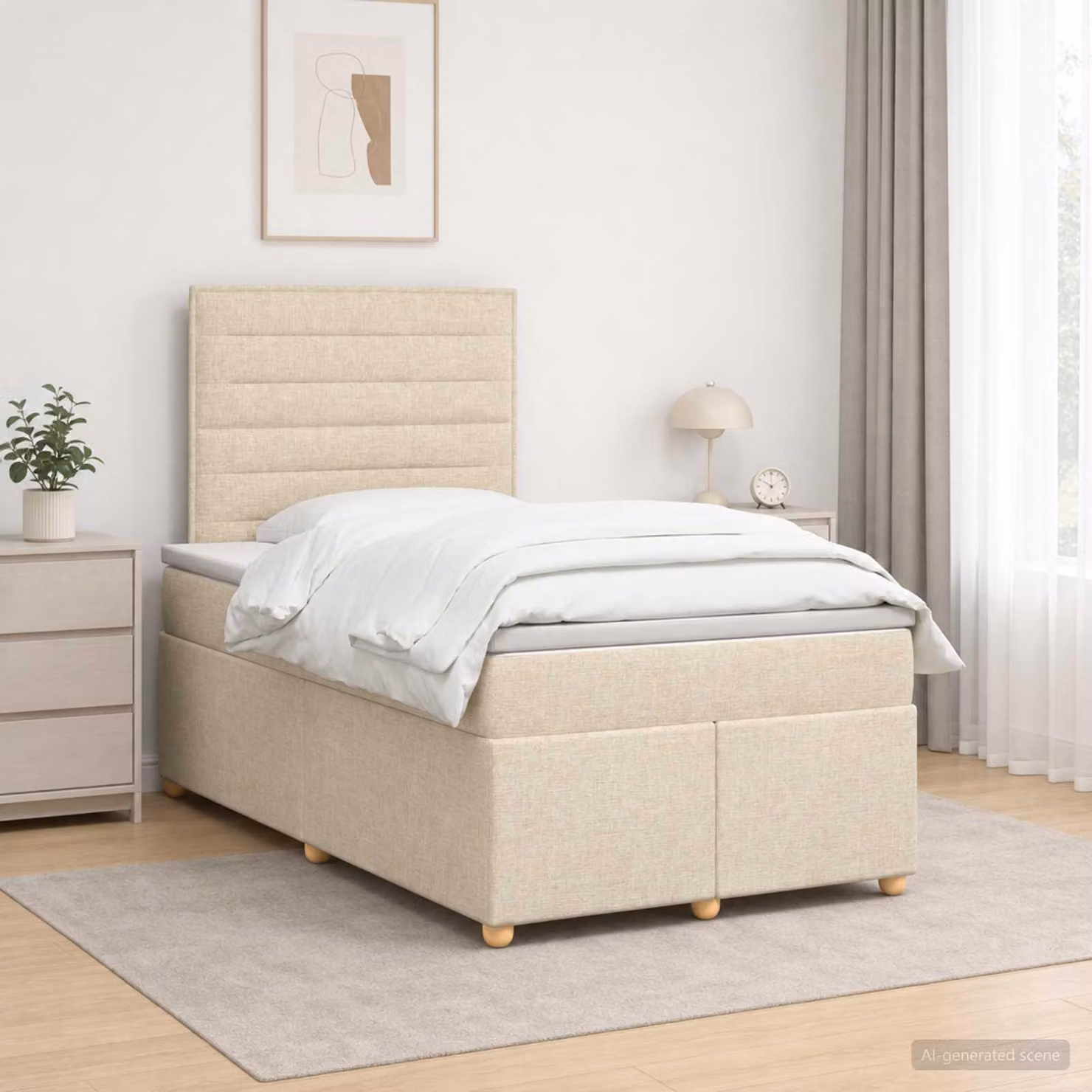 Maison Exclusive - Letto boxspring con materasso Crema 120 x 190 cm Tessuto