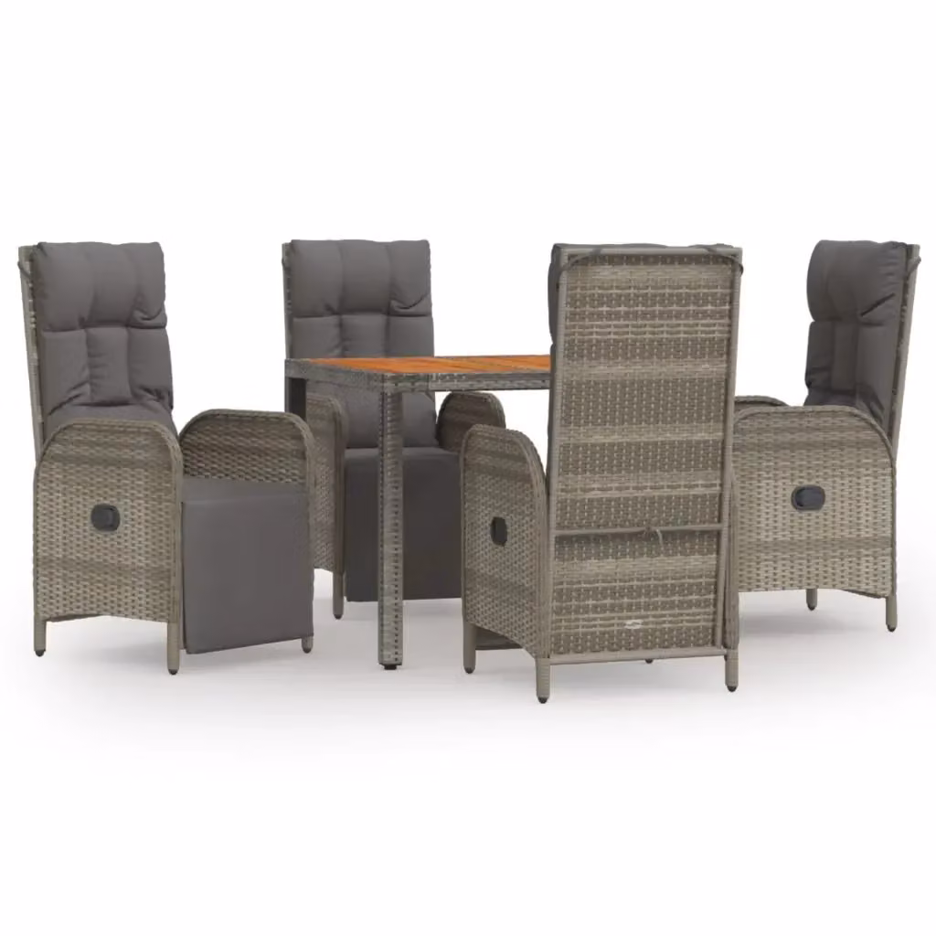 Set da pranzo da giardino vidaXL in legno di acacia e polyrattan grigio, 5 pezzi – 2