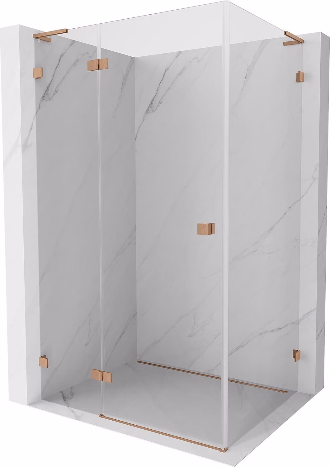 Mexen Lunar L cabina doccia a battente sinistra 70 x 80 cm, trasparente, rame spazzolato - 834L-070-080-65-00-L