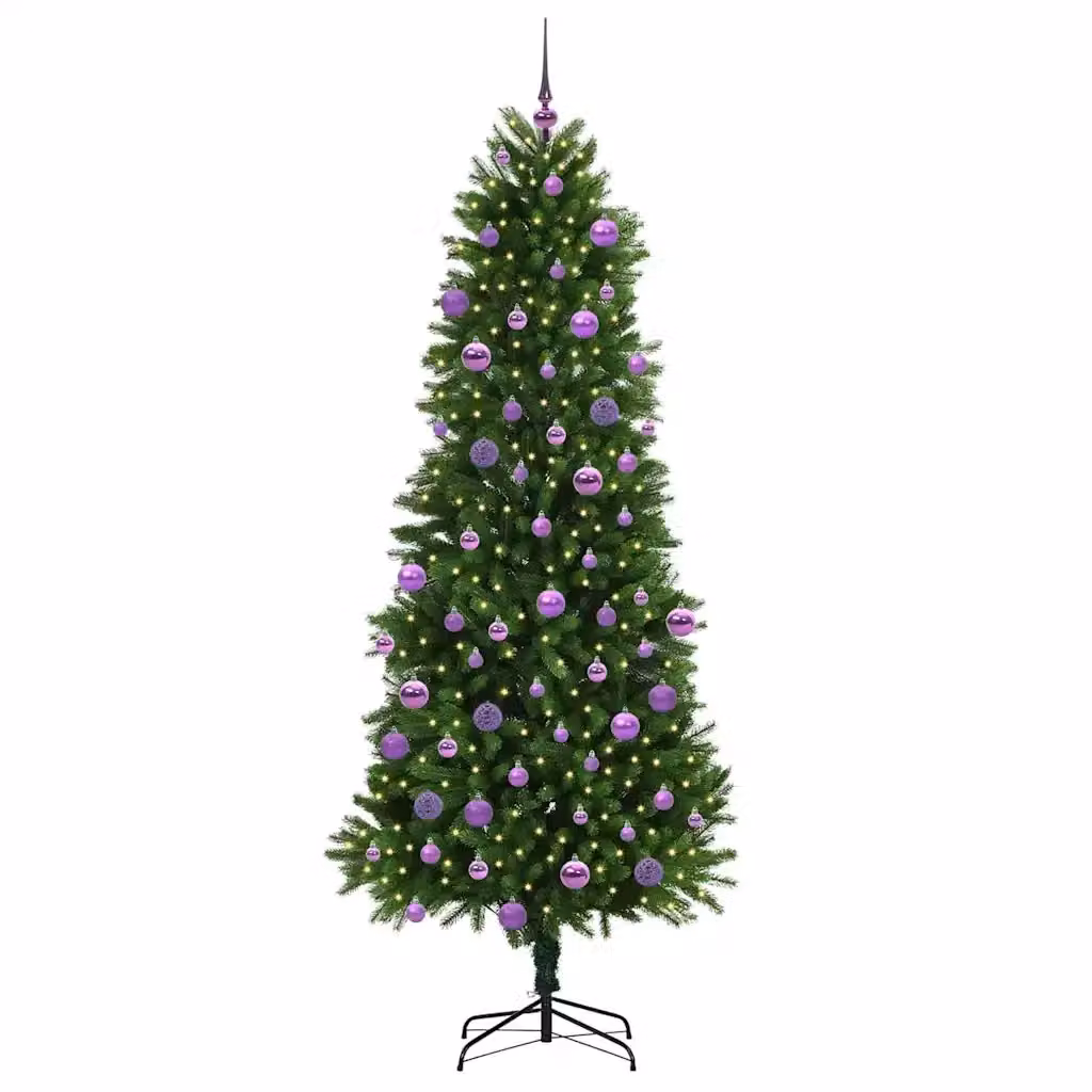 Albero di Natale verde vidaXL con 300 LED luce bianca calda e supporto, Altezza: 240 cm – 2