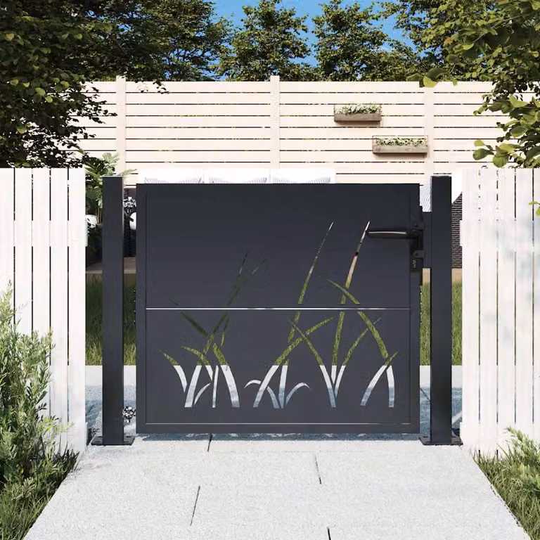 Cancello singolo da giardino vidaXL in acciaio zincato antracite L: 100 cm, H: 110 cm