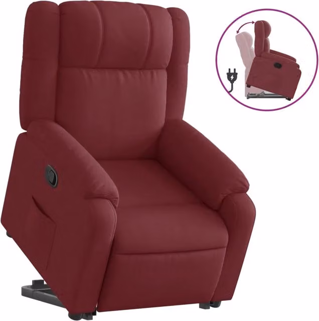 Poltrona | Sedia Relax Alzapersona Reclinabile Rosso Vino in Tessuto