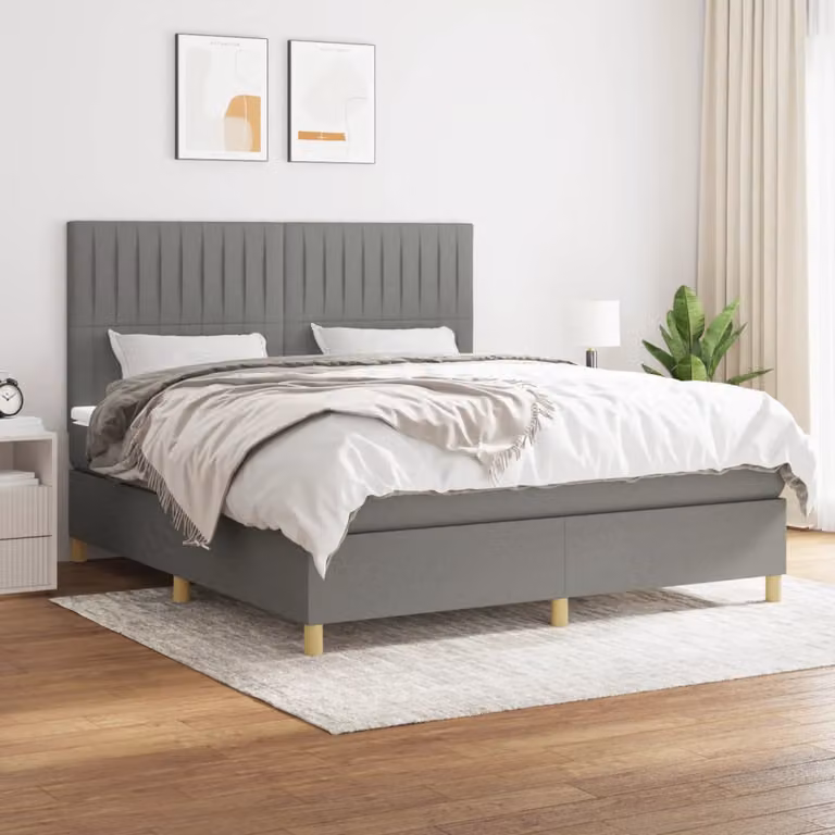 vidaXL Letto Ibrido con Giroletto a Molle e Materasso a Tasche Grigio e Bianco L/P: 180 x 200 cm
