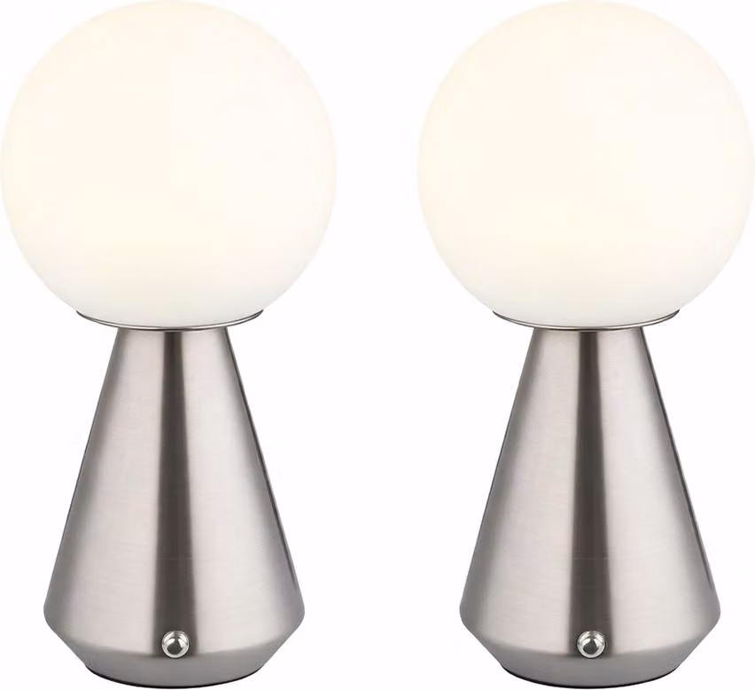 2x lampada da tavolo a LED, argento, touch, dimmerabile, H 23,5 cm