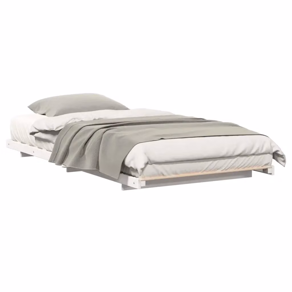Struttura letto con giroletto e rete in pino massello bianco moderno L/P/H: 200 x 100 x 110 cm – 2
