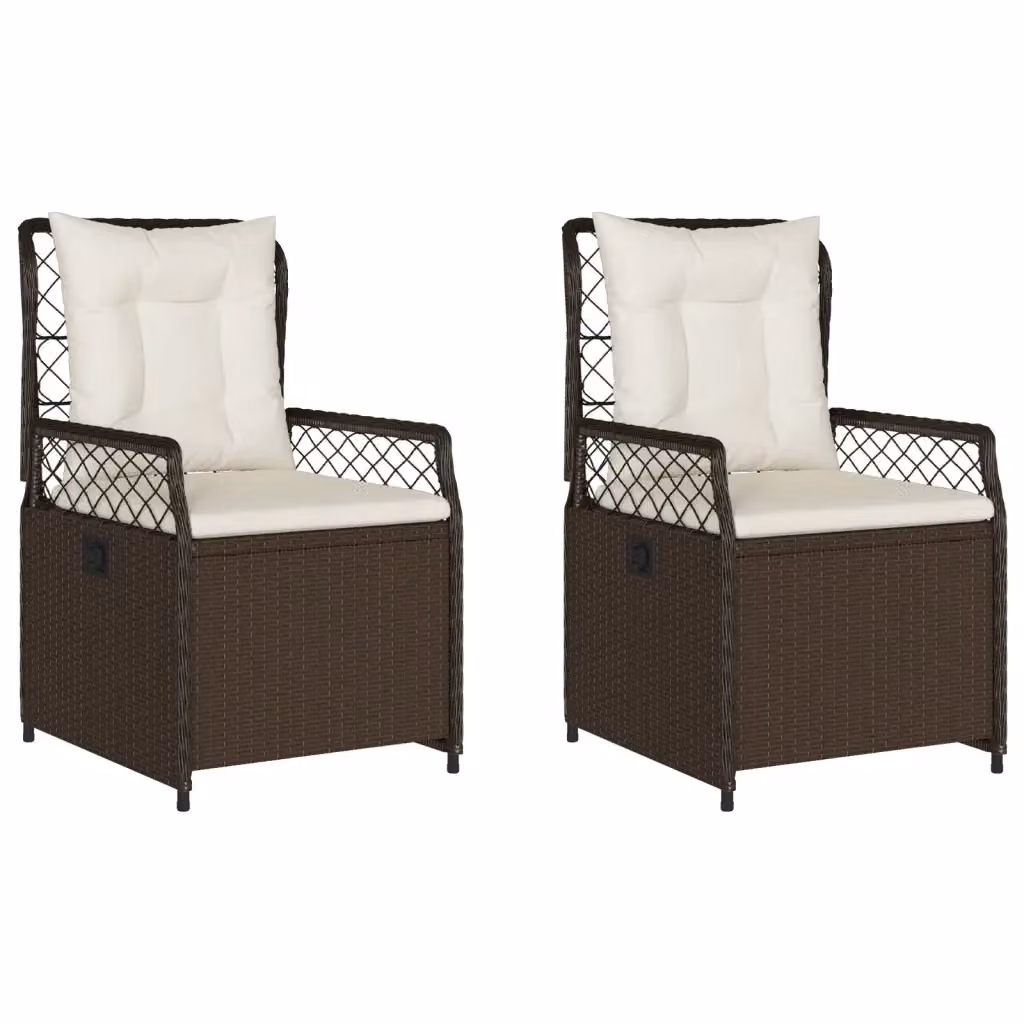 Set di 2 sedie da giardino reclinabili vidaXL in polyrattan marrone e bianco – 2