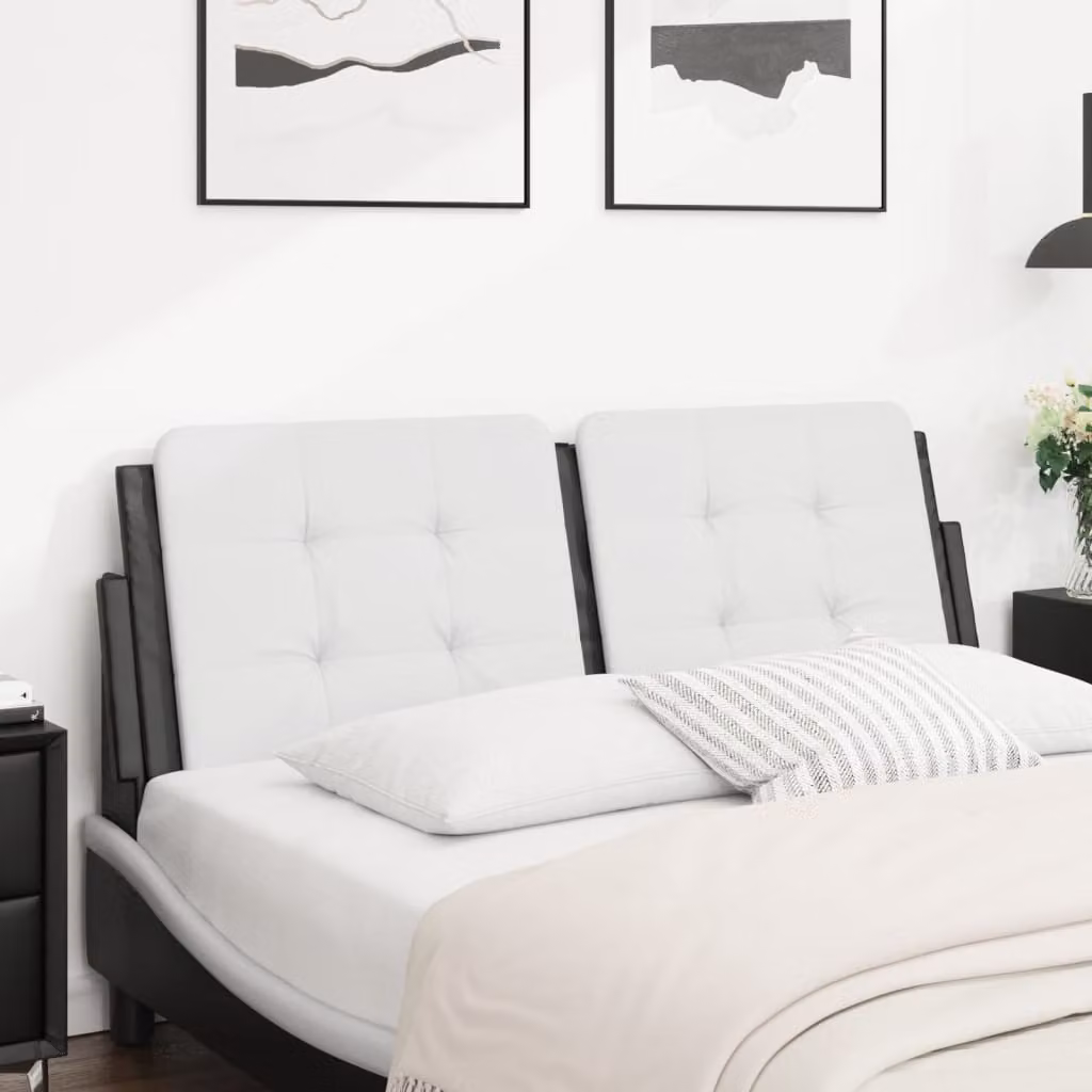 vidaXL Cuscino Testiera Zadar Bianco e Nero in Similpelle con Design Geometrico, Larghezza: 140 cm