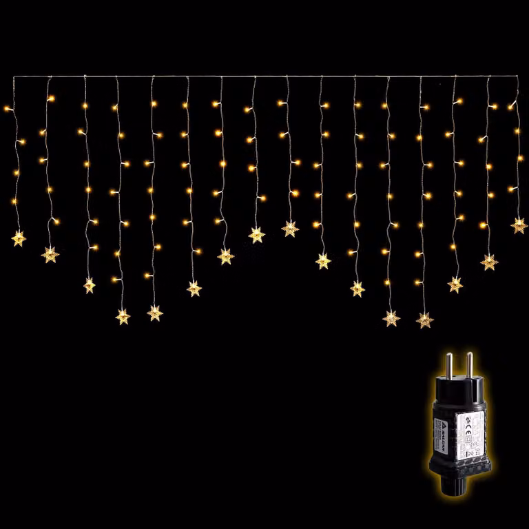 Tenda luminosa da 2 metri, con 104 LED, a forma di fiocchi di neve, con 9 modalità di illuminazione
