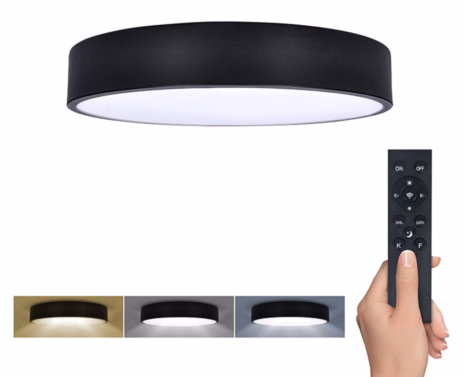 Solight Nero Plafoniera LED rotonda 300mm 36W CCT con DO WO798-1-B