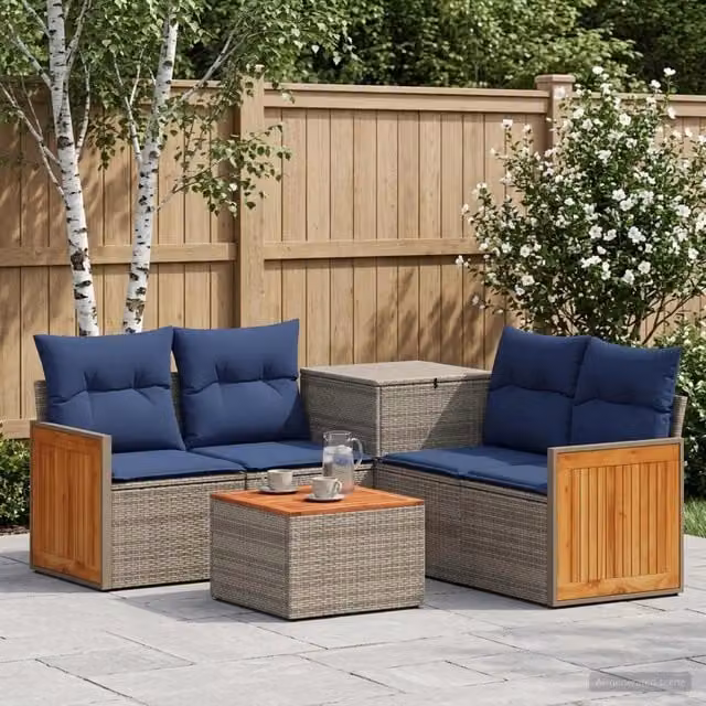 Set di divani 6 pz Grigio e Blu Navy 55 x 55 x 37 cm 3447719