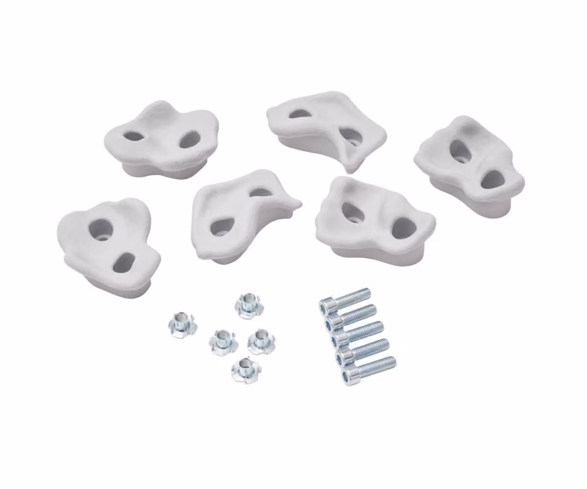 Set di 5 prese da arrampicata TRIBECCO con attacco - per pareti da arrampicata indoor e outdoor (grigio)
