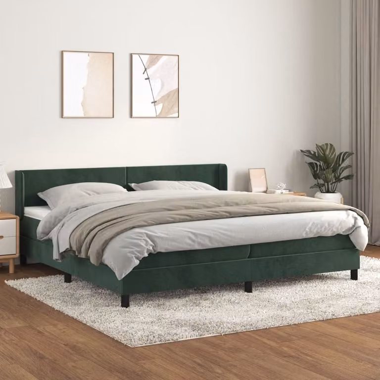 Maison Exclusive - Giroletto a Molle con Materasso Verde Scuro 200x200 cm Velluto