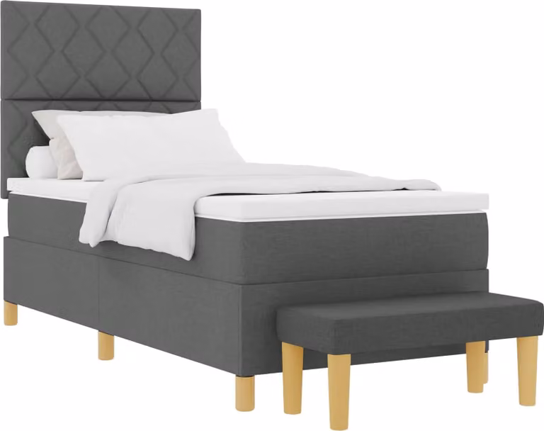 Letto a molle con materasso grigio scuro 100 x 200 cm in tessuto
