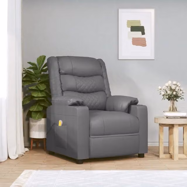 Poltrona Relax Recliner vidaXL in Similpelle Grigia con Braccioli e Struttura Moderna