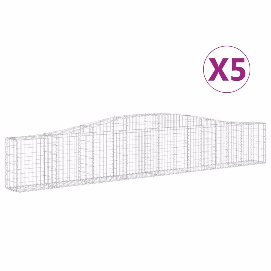 Cesti Gabbioni ad Arco 5 pz 400x30x60/80 cm Ferro Zincato