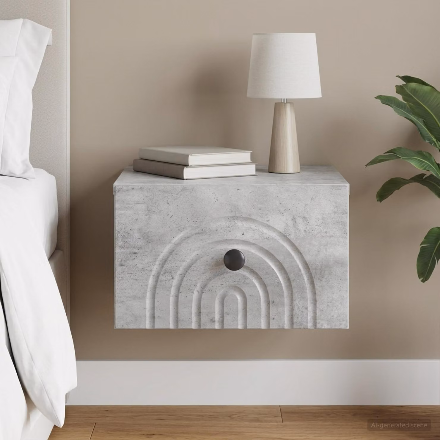 vidaXL Mobiletto da notte sospeso moderno Grigio Cemento L 33 cm x P 34,5 cm x H 20 cm