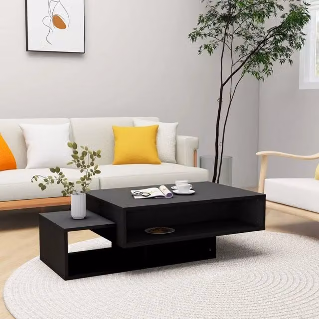 Tavolino da salotto moderno vidaXL in legno nero L 105 x P 55 x H 32 cm
