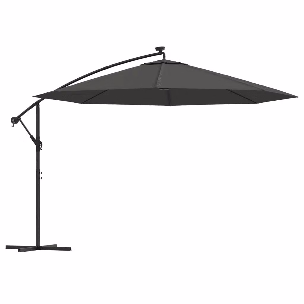 Ombrellone a Sbalzo MERCATOXL con LED e Palo in Acciaio, Colore Antracite, Diametro: 350 cm – 2