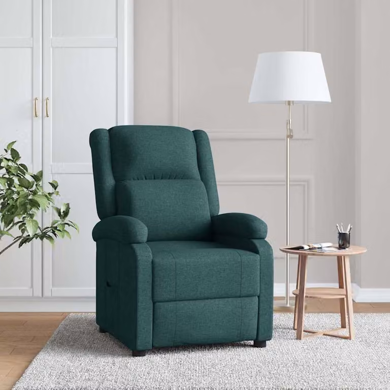 vidaXL Poltrona Reclinabile Relax in Tessuto Verde con Braccioli e Regolazione Manuale