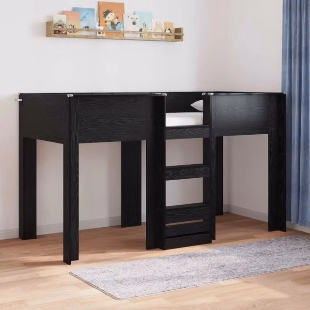 Letto a Castello per Bambini Rovere Nero 75 x 190 cm 3410468