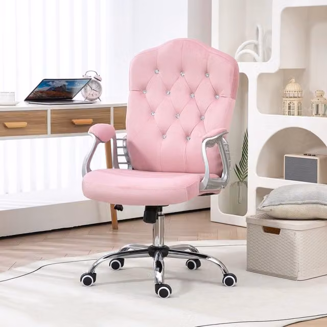 Sedia da ufficio ergonomica rosa con funzione basculante e altezza regolabile