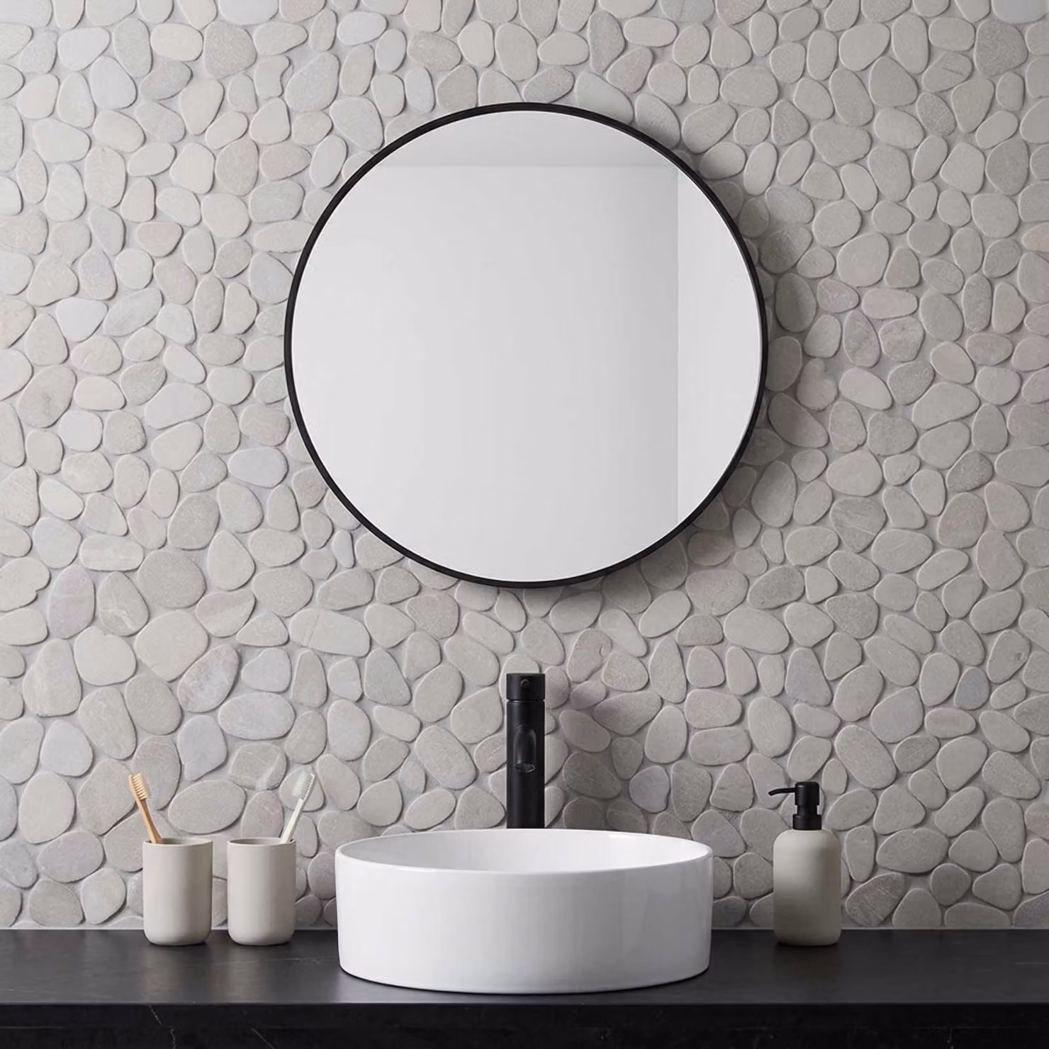 Piastrelle in pietra naturale vidaXL effetto pietra beige e grigio per bagno, cucina e giardino, L/P: 30 x 30 cm