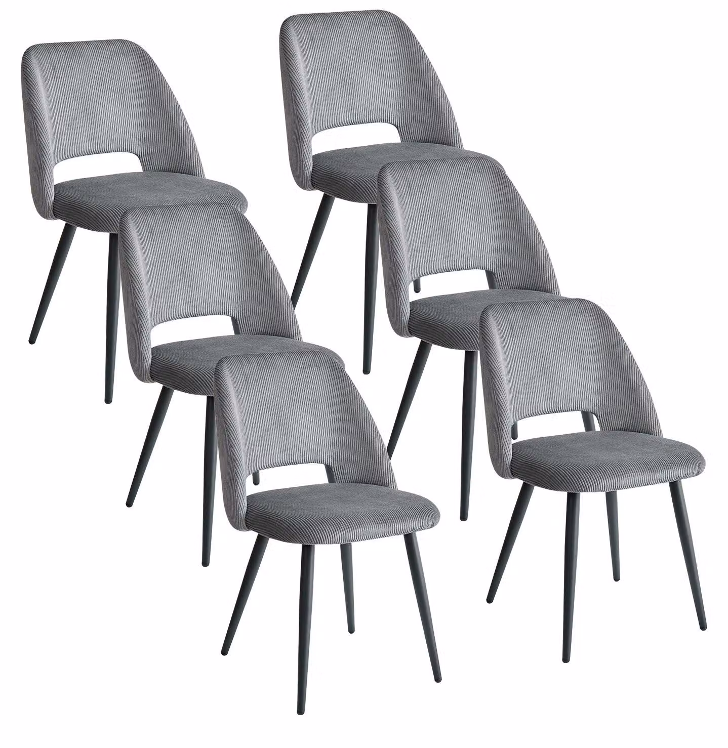 Set di 6 sedie da pranzo - Sedia per la sala da pranzo - Struttura in metallo - Stile moderno e minimalista - Senza imbottitura - Da montare autonomamente - Grigio