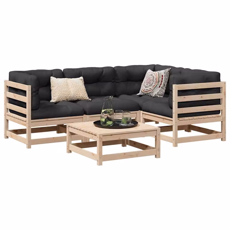 Set di divani da giardino vidaXL in legno massello di pino stile rustico, 5 pezzi