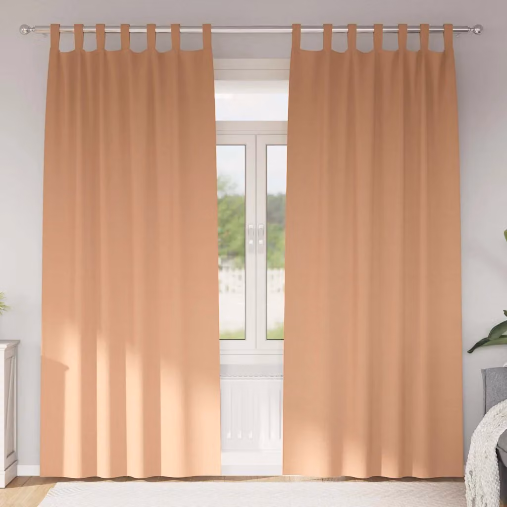 Set di 2 tende blackout vidaXL con anelli in poliestere, colore marrone, L: 140 cm, H: 260 cm