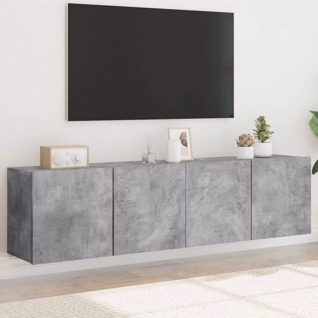 Set di 2 mobili TV da parete moderni vidaXL in legno e MDF, colore grigio, L 80 cm x P 30 cm x H 41 cm