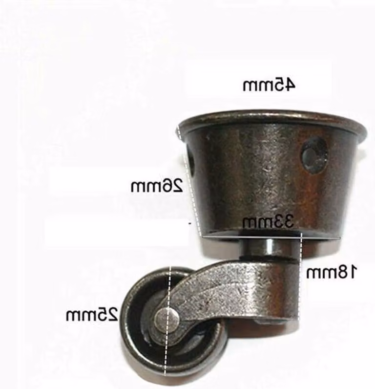 Set di 2 rotelle antiche - Robuste rotelle in ottone per poltrone e mobili