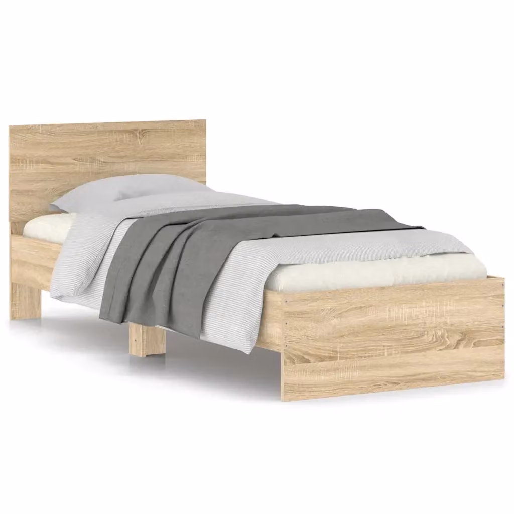 Struttura Letto con Testiera Design Mania in Rovere Sonoma, L/P/H: 90 x 190 cm – 2