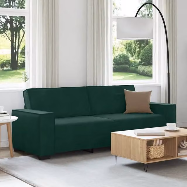 Divano a 3 Posti-Sofa 3 Posti Verde Scuro 180 cm in Velluto 874917