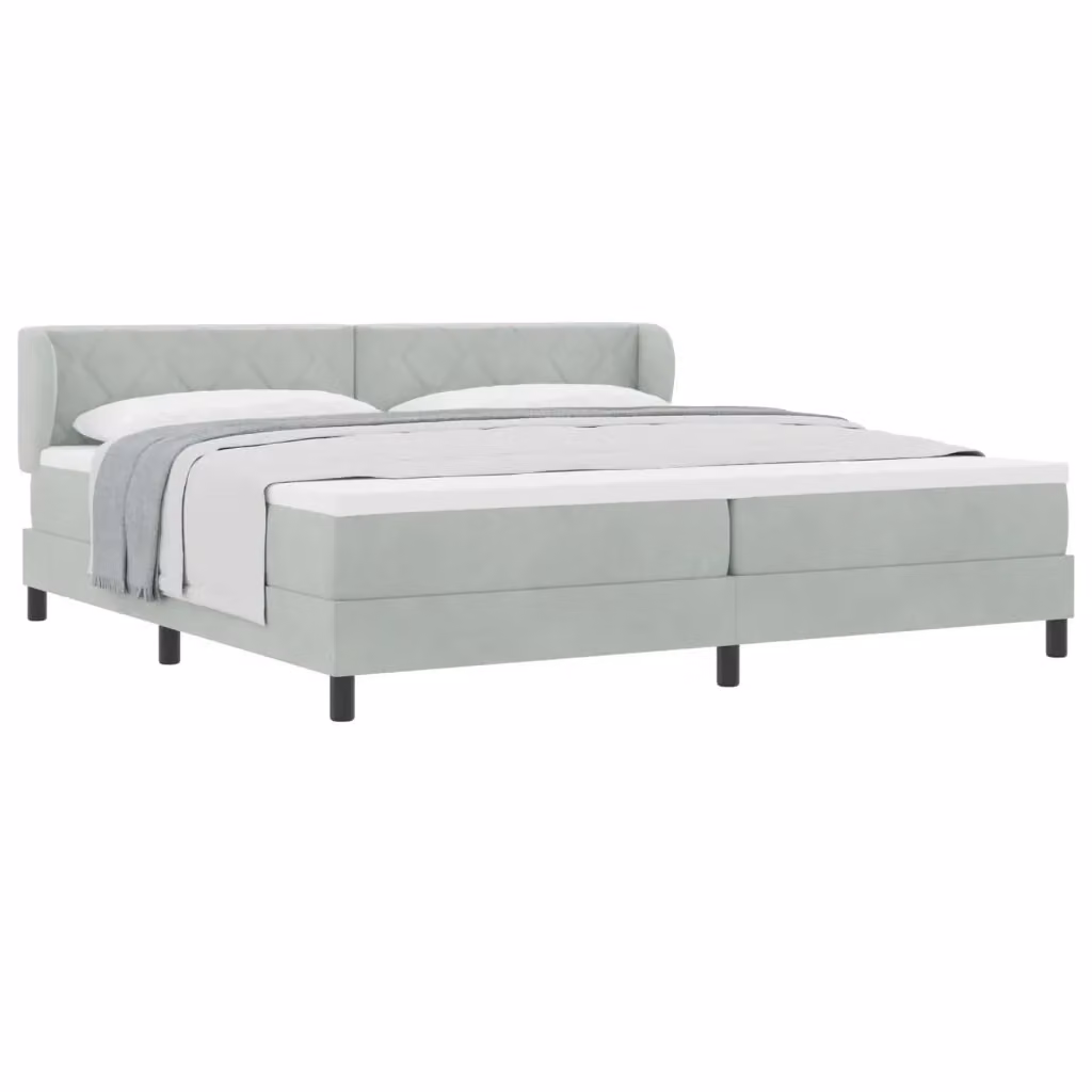 Letto a molle moderno vidaXL in velluto grigio con testiera L 200 x P 200 x H 203 cm – 2