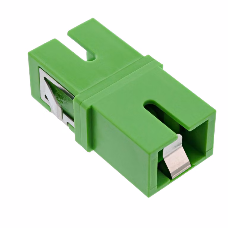 InLine® Accoppiamento in fibra ottica, simplex SC/SC, SM, manicotto in Vetroceramica, con otturatore interno, verde