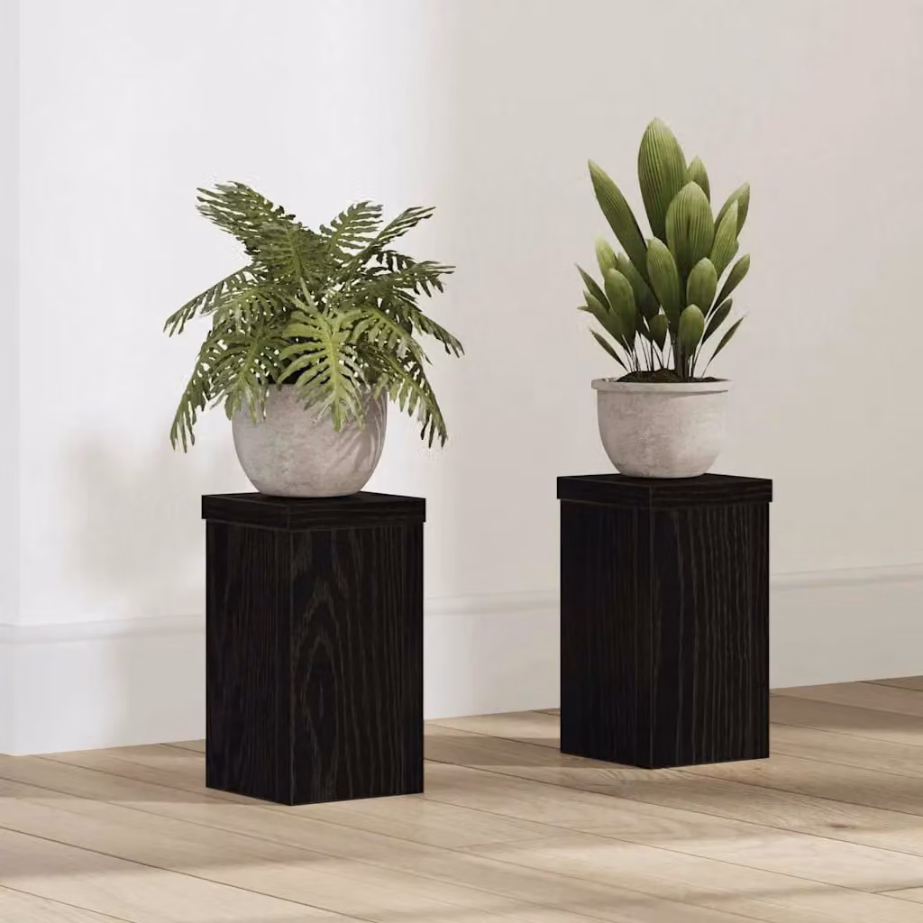 Set di 2 supporti per piante vidaXL in legno nero, L/P/H: 10 x 10 x 18 cm
