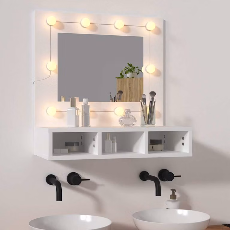 Armadietto da bagno con specchio e illuminazione LED bianca vidaXL, L 60 cm, P 31,5 cm, H 62 cm