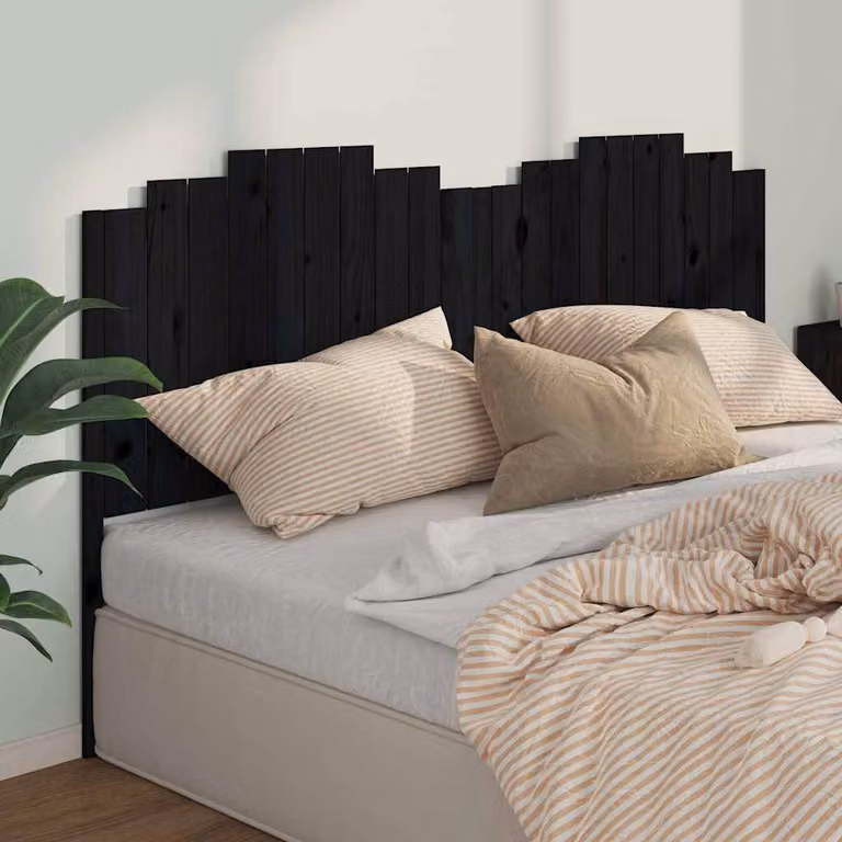 Testiera per letto vidaXL in legno massello di pino nero, stile rustico, L: 206 cm, S: 4 cm, H: 110 cm