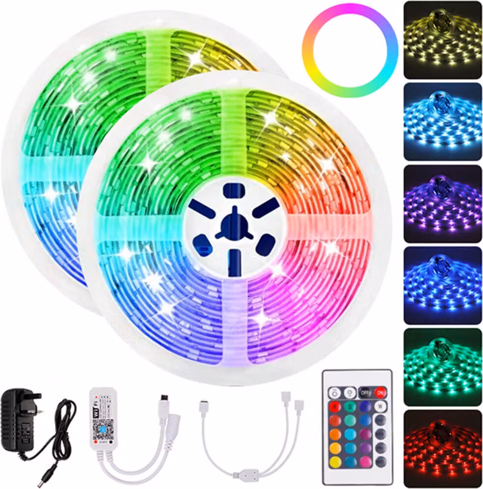 2*10M WiFi APP RGB 5050 non impermeabile LED Strip Light+24 tasti telecomando lavoro con Alexa Google Home 12V decorazioni luci di liquidazione - AU Plug